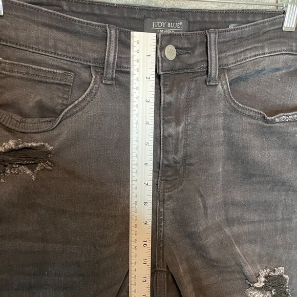 Judy Blue Women Skinny Fit Capri Destroyed High Rise Stretch Black Denim 16W - Picture 10 of 14